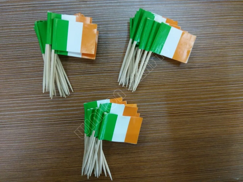 Мини Ирландия зубочистка флаг 50 шт. Бумажные палочки для еды ужин торт зубочистки кекс топперы украшения фруктовые коктейльные палочки