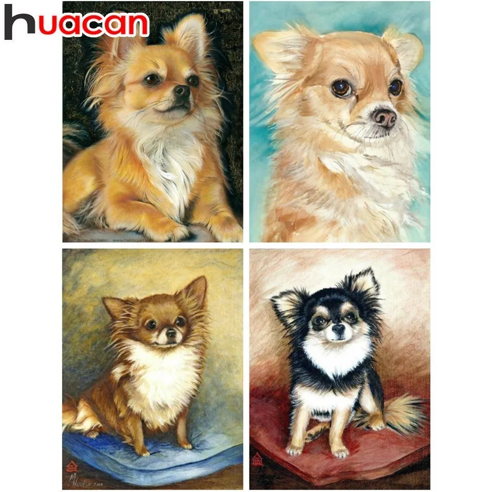 

Huacan Diamond Painting Animal Full Square Diamond Embroidery Dog Needlework Diamond Mosaic Painting Rhinestones Home Decor