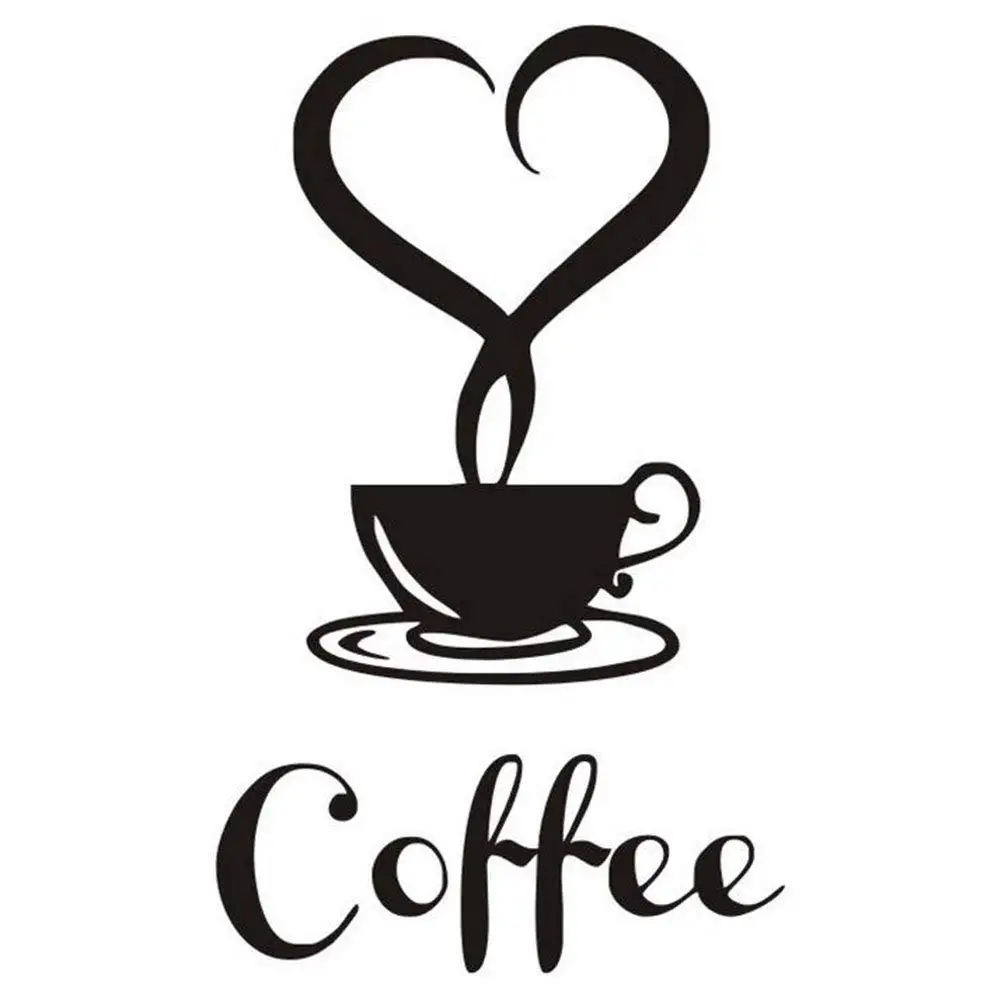 

1 x Cafe Cup Stickers / Coffee cup Kitchen Art Wall Stickers for Home Decoration Removable Wall Stickers (B)