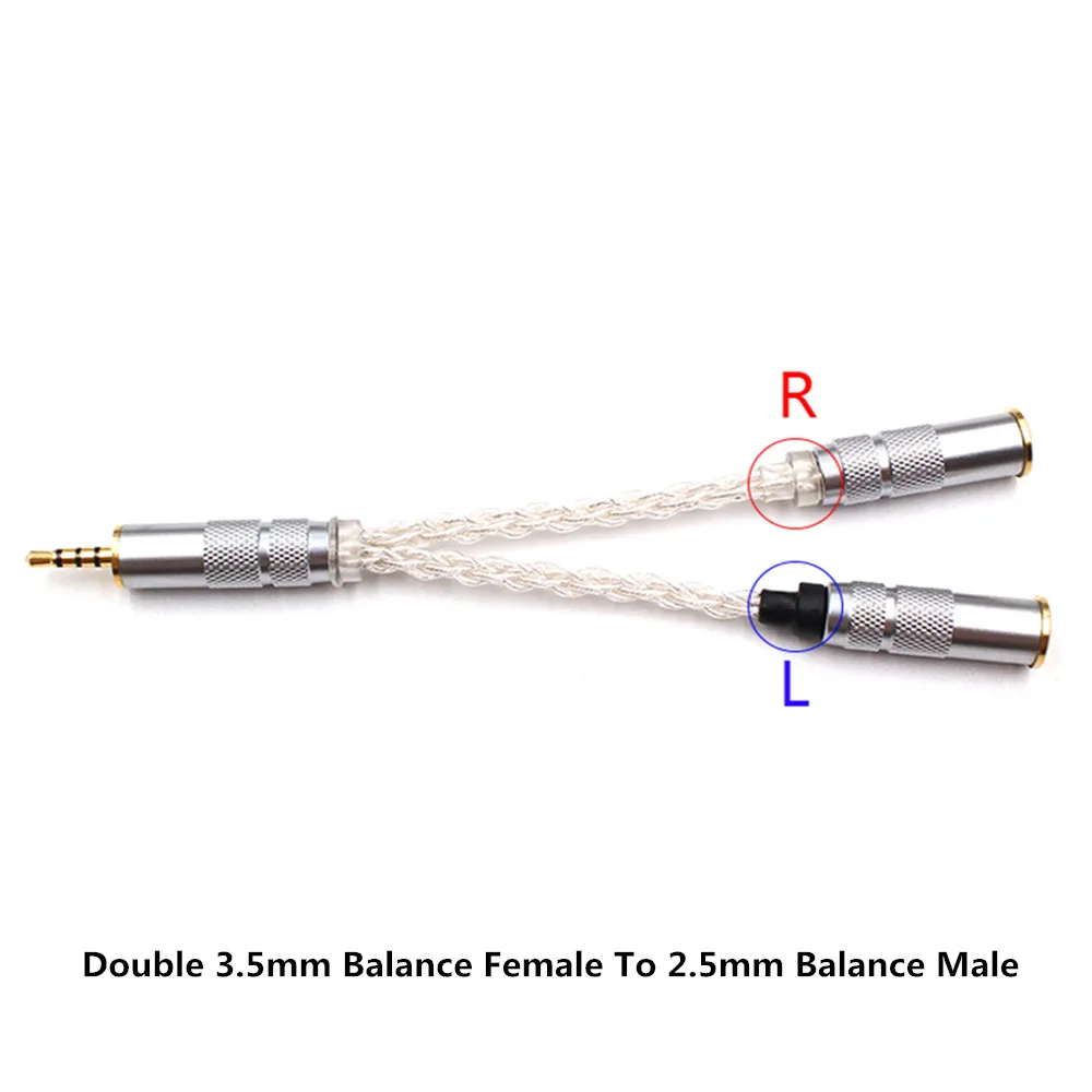 Audiocrast 8Cores Silver Plated 2 5mm balanaced plug to 2x2 5mm headphone upgraded cable