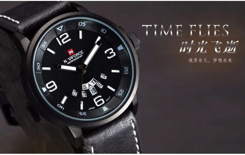 Relogio masculino мужские часы naviforce люксовый бренд кварцевые наручные часы с кожаным ремешком водостойкий спортивные мужские часы армейские часы