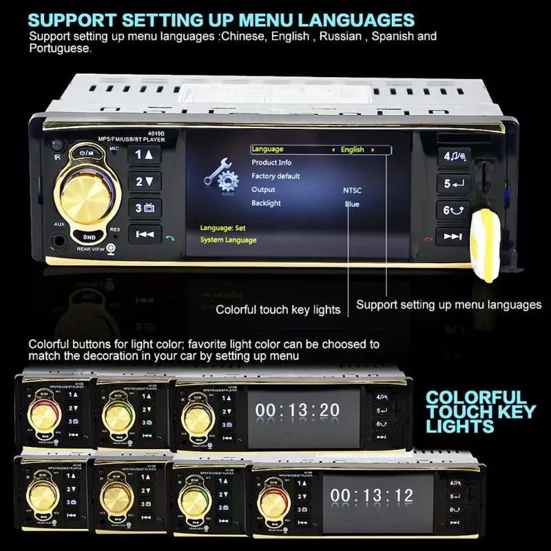 12V 4.1in OLED Экран Bluetooth стерео MP5 плеер FM USB Зарядное устройство AUX