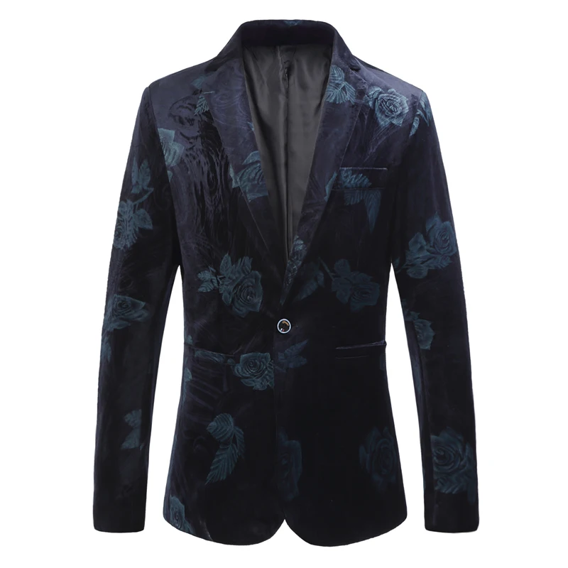 

Blue red printed blazer large size S-6XL men's wedding ball pioneer single button men's fashion high quality boutique blazer