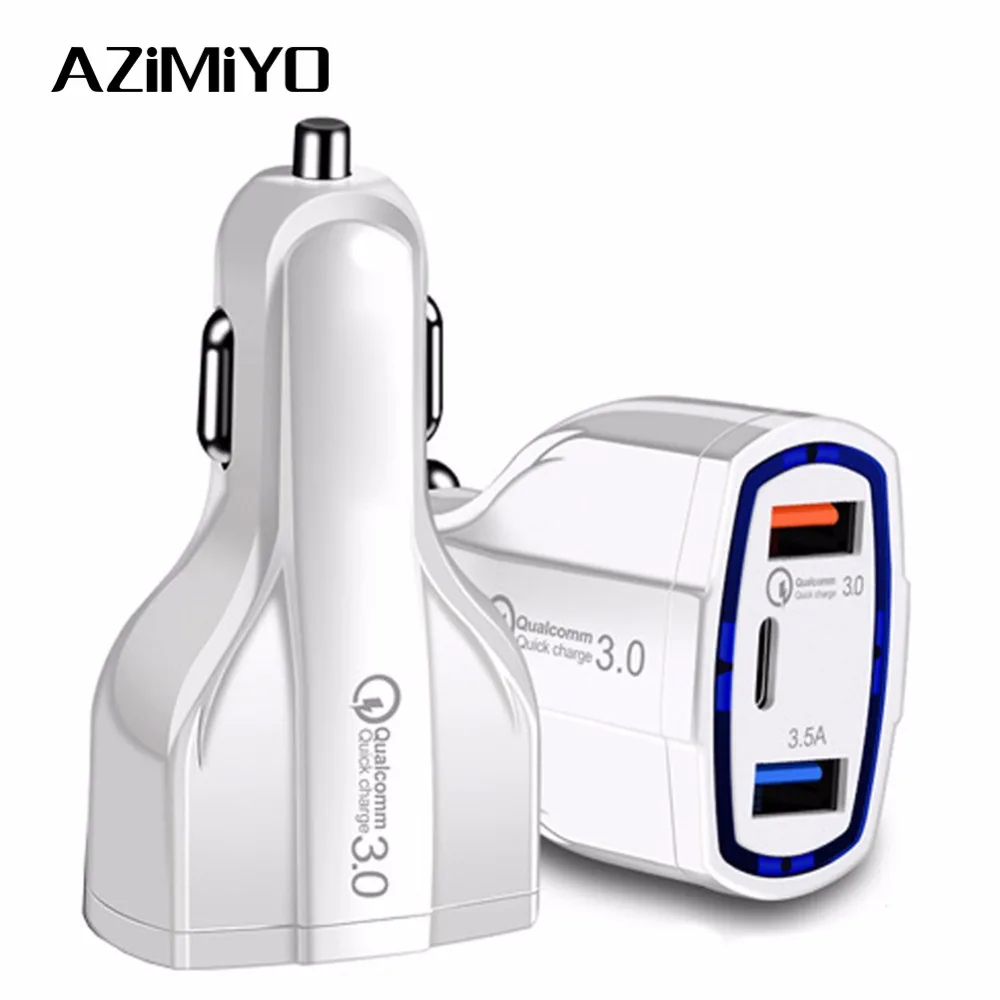 

AZiMiYO 35W Car Charger QC3.0 USB+5V3A Type-c PD Fast Mobile Phone Quick Charger Car-Charger For phone Tablet Charger