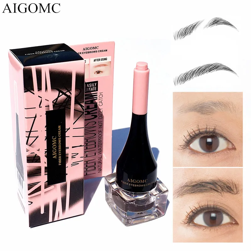 

AIGOMC Natural Realistic 3D Eyebrow Fiber Extension Enhancer Waterproof Instant Eyebrow Eyelash Cream With Eye Brow Brush MakeUp