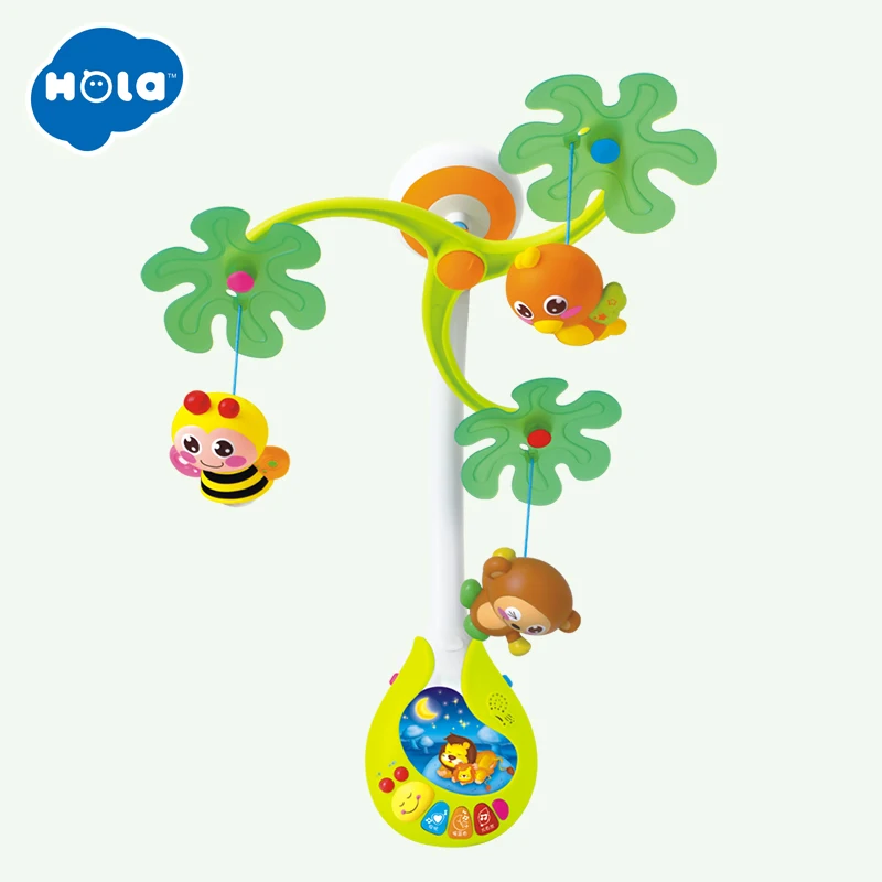 Baby Rotate Musical Jungle Baby Mobile Nursery Cot/Crib Mobile Multi Function with Lights & Music Box Children Play Cartoon Toy