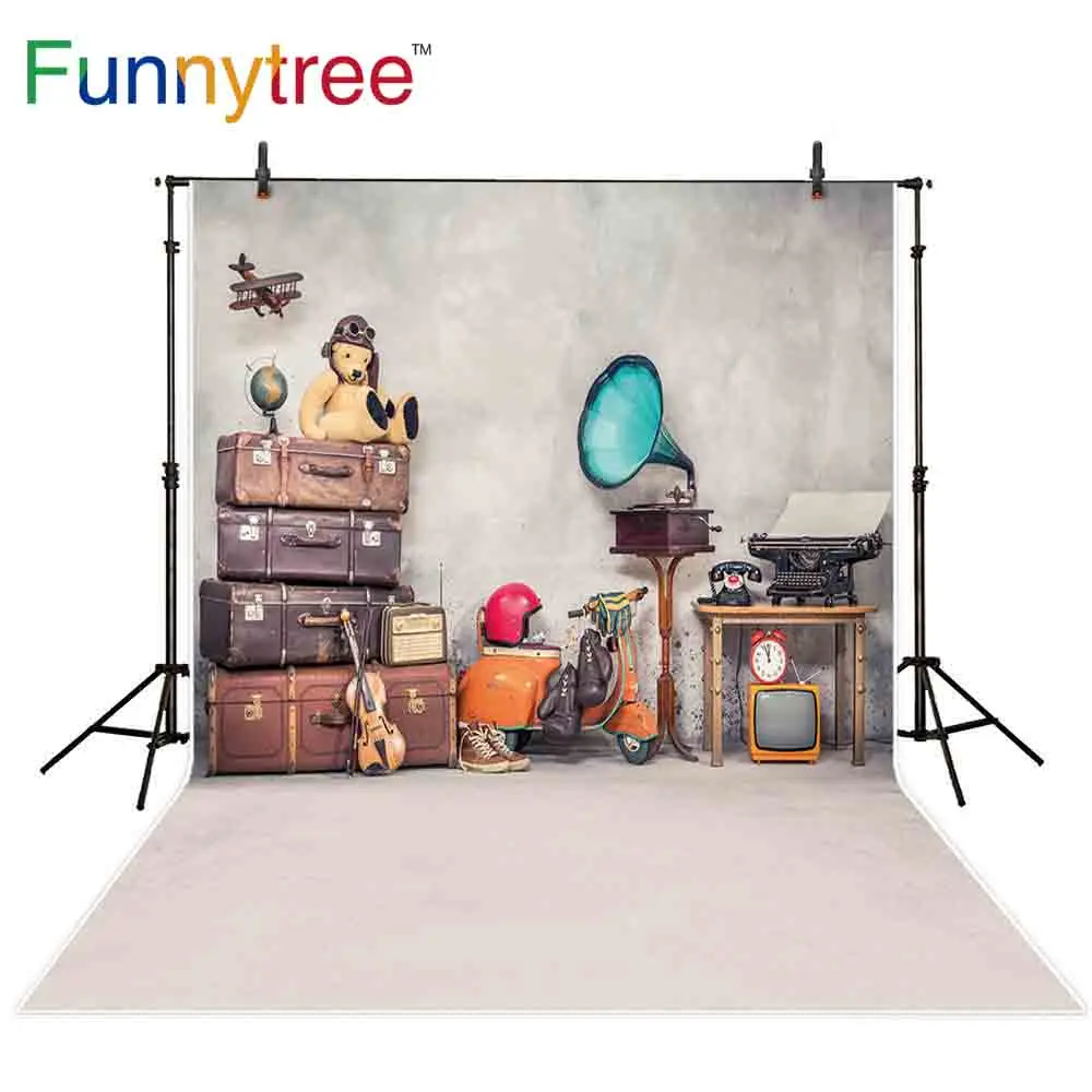 Фон Funnytree для фотосъемки малыша мальчика Ретро игрушка медведь комната