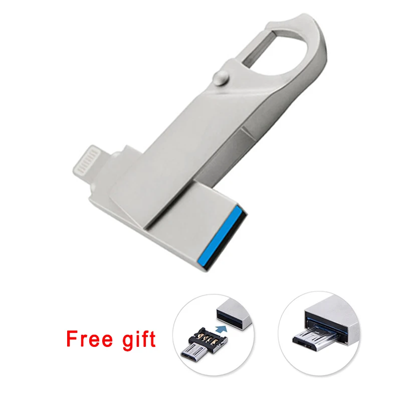 

3-in-1 Mobile Computer Metal USB Flash Drive Large Capacity Phone Computer Expansion Storage For IPhone 6/7/8/X iPad Android PC