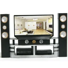 Fashionable 1:6 TV Home Theater for Kids 1/6 Dolls Monster Dolls Dollhouse Furniture Black TV Cabinet Set Doll Furniture Toys