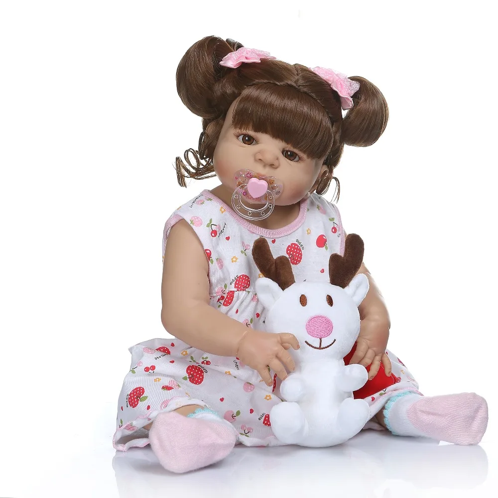 NPK 56 см slicone reborn baby doll в цвет загара кожа полное тело силиконовая bebe Кукла reborn игрушка для ванны куклы подарок на день рождения