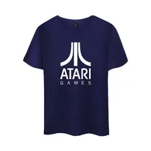 ATARI Logo of Atari Printed T Shirt Summer Cotton Short Sleeve Arcade enthusiasts T-Shirt Tops Plus Size 4XL Pop Atari Games