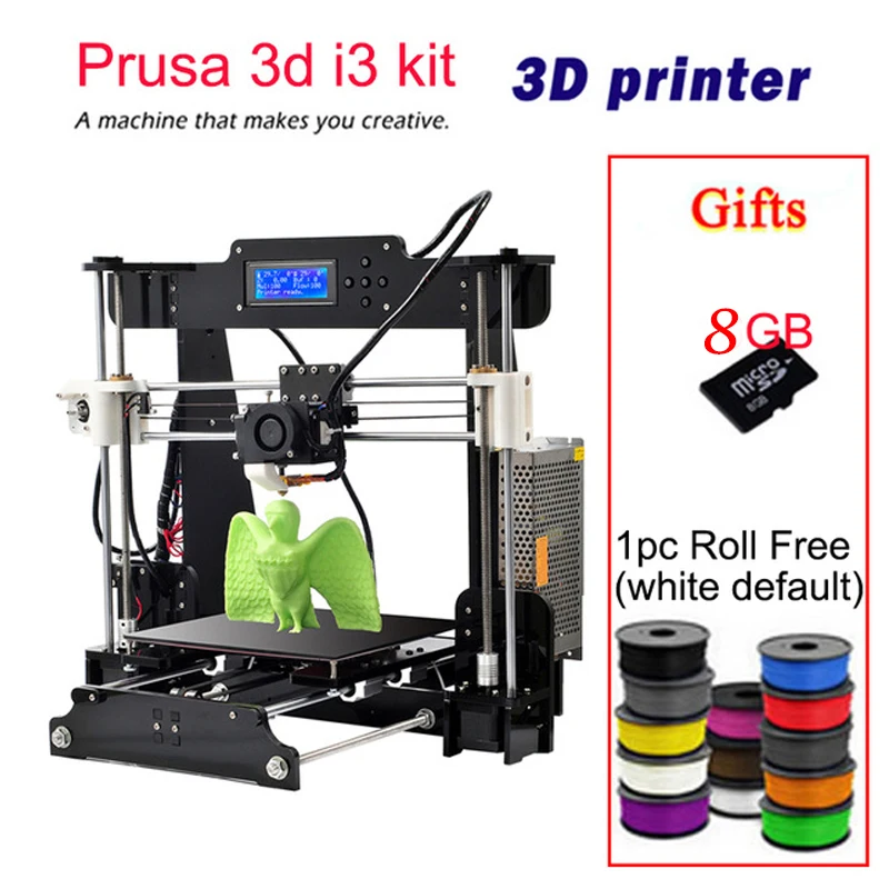 DHL anet A8 220*220*240mm DIY reprap prusa i3 impresora 3d Printer kit with 8GB card+1 roll filament 3d printer kits imprimante