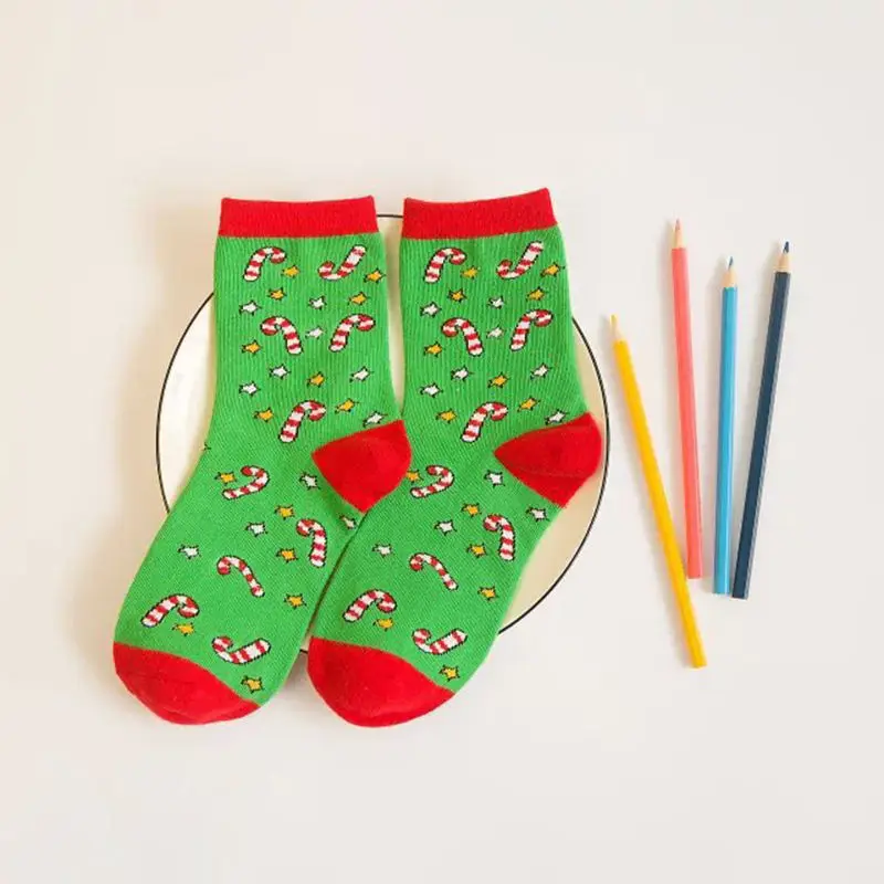 52019 New Christmas Socks Men Women Thicken Cotton Socks Autumn Winter Tube Socks Elk Snowman Print Socks Gifts 5Pcs