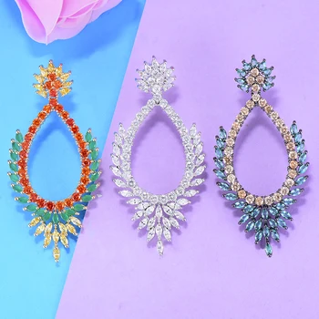 

GODKI 62mm Luxury Waterdrop Long Dangle Earrings for Women Wedding Full Micro CZ Cubic Zircon Bohemia Drop Earring Drop Shipping