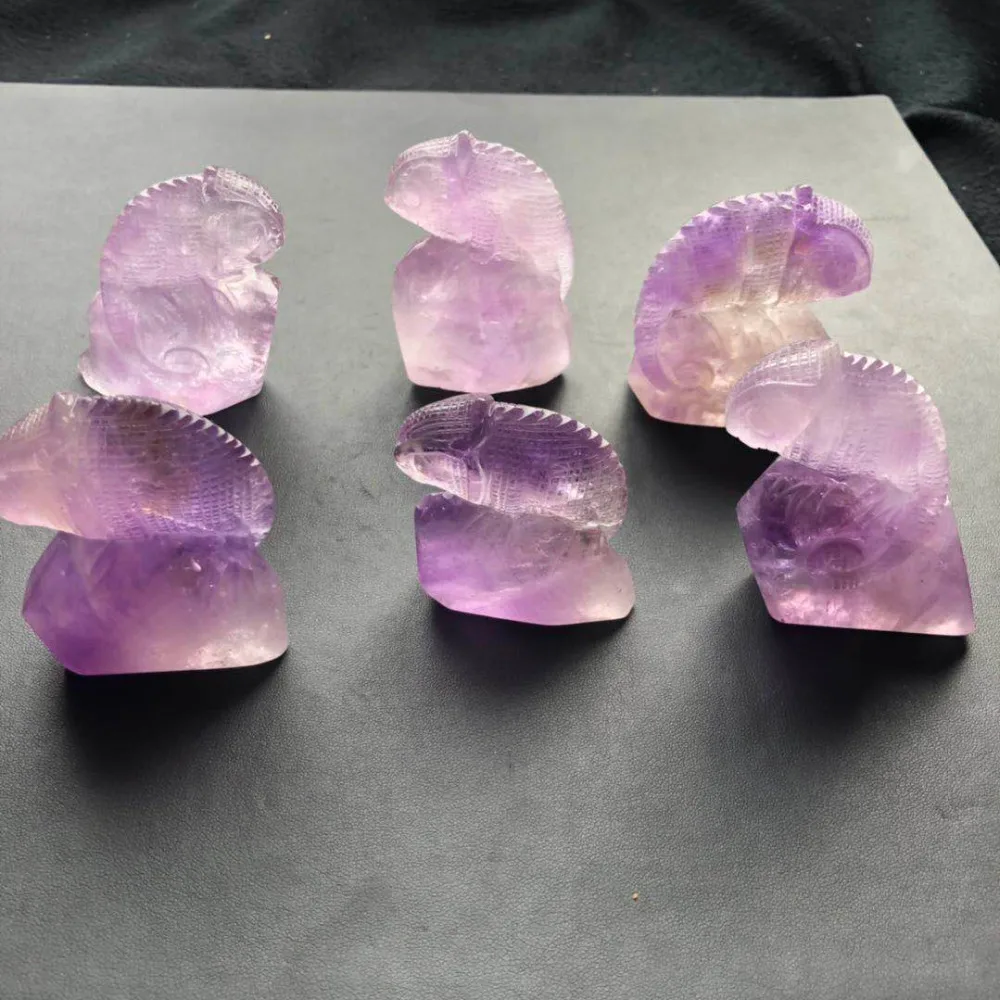 2," хорошие натуральные фиолетовые рок кристаллы аметиста, кварца, резьба ящерица для продажи FMX