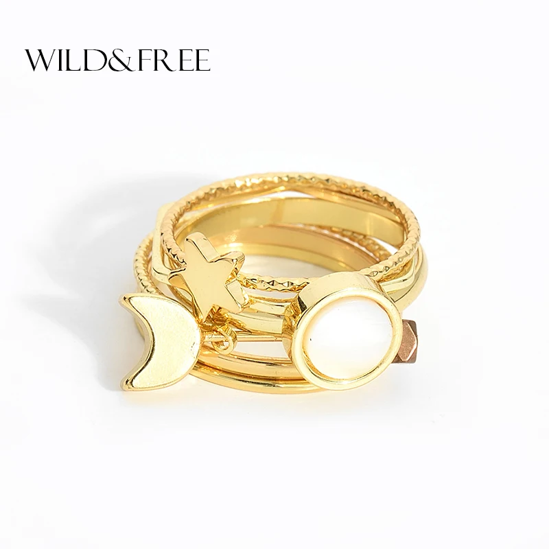 2017 новая мода Луна Звезды комплекты колец на фалангу 6 шт./партия оболочки с