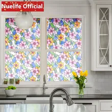 Цветной цветочный узор клей-антистатик- пленка Солнцезащитная наклейка ванная комната свадебная комната непрозрачная спальня конфиденциальности пленка из прозрачного ПВХ