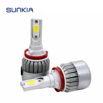 

2x SUNKIA Waterproof H8/9/11 8-48V DC C6 36w 3800LM Car LED Headlight Car Styling Pure White 6000K Auto LED Headlamp
