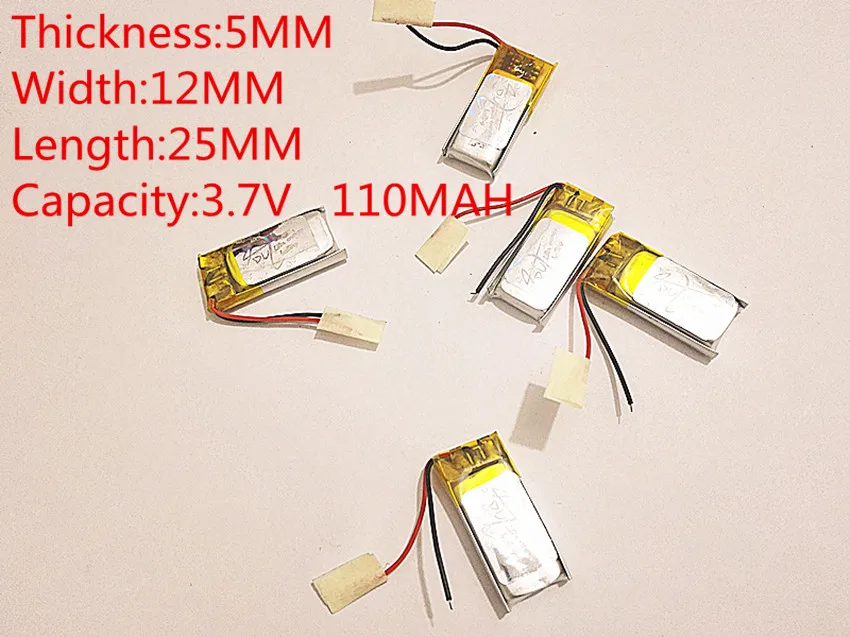 

10 PCS free shipping 3.7V lithium polymer battery 110 mah 051225 recorder Bluetooth Battery