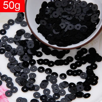 

LNHOME-50g(10000pcs) 4mm Flat Round Loose Sequins Paillettes Sewing Wedding Craft Good Quality 13# Black Confetti