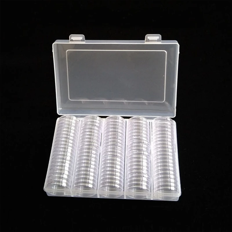 

100 Pieces 30 mm Coin Protect Gasket Coin Holder Case with Storage Organizer Box for Coin Collection Supplies