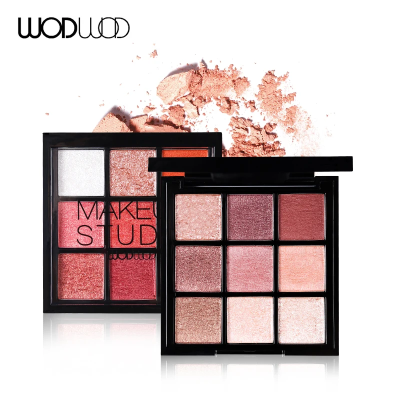 WODWOD бренд Make Up 9 цветов Палитра теней для век Матовая мерцающая пудра тени для век водонепроницаемые мягкие на ощупь шелковистые текстуры долговечные