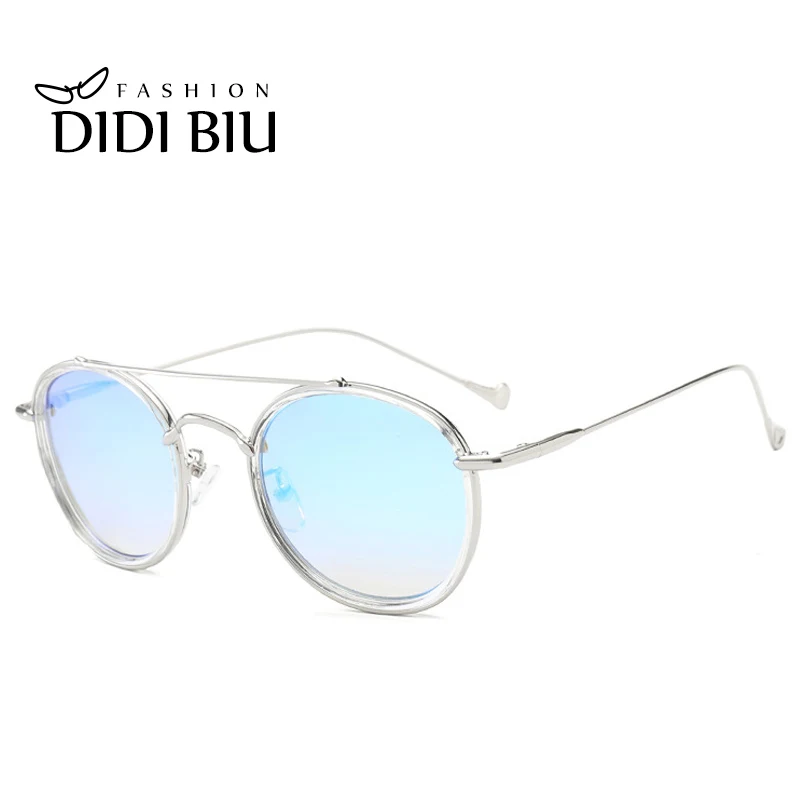 DIDI Korean Round Fashion Sunglasses Thin Double Bridge Frame Eyewear