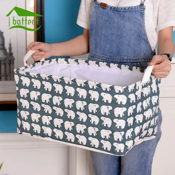 

Baffect Desk Storage Box Linen Cotton Geometry Pattern Storage Organizer Cloth Storage Basket Cosmetic Case Organizer