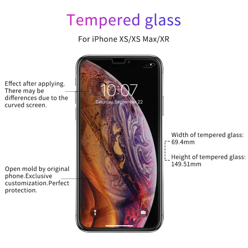 Nillkin для iPhone XS Max Защита экрана удивительные T+ Pro защита для экрана из закаленного стекла для iPhone X/XS/XR/8/8 Plus/7/7 P/6/6 S/6 P защитная пленка из закаленного стекла