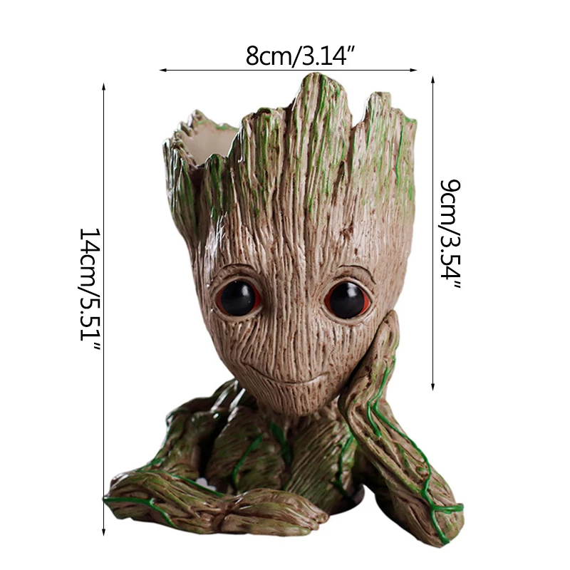 Flower Pot Creative Home Baby Groot Flowerpot Cute Toy Pen Pot Holder PVC Hero Model Baby Tree Man Garden Plant Pot Groot