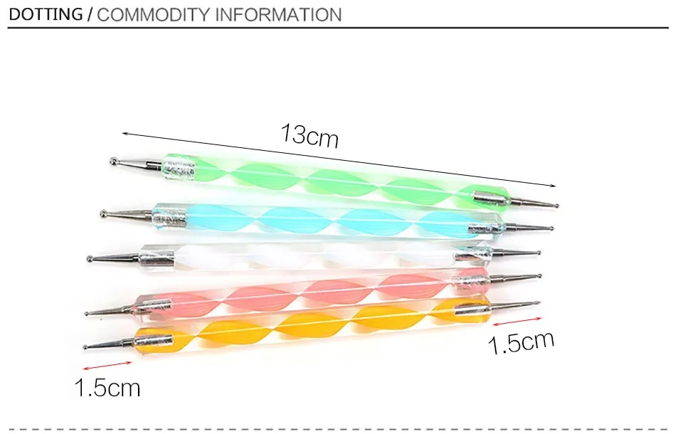 5 шт./компл. 2 способ Дотс для рисунка под мрамор инструмент для дизайна ногтей Dot Маникюр Инструменты живопись ручка Z