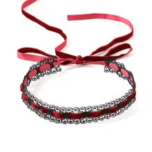 Милые романтические кружевные ожерелья с бантами, кружевные бархатные Чокеры с цветком, ожерелья для женщин и девушек, сексуальное колье-ошейник, колье, подарок