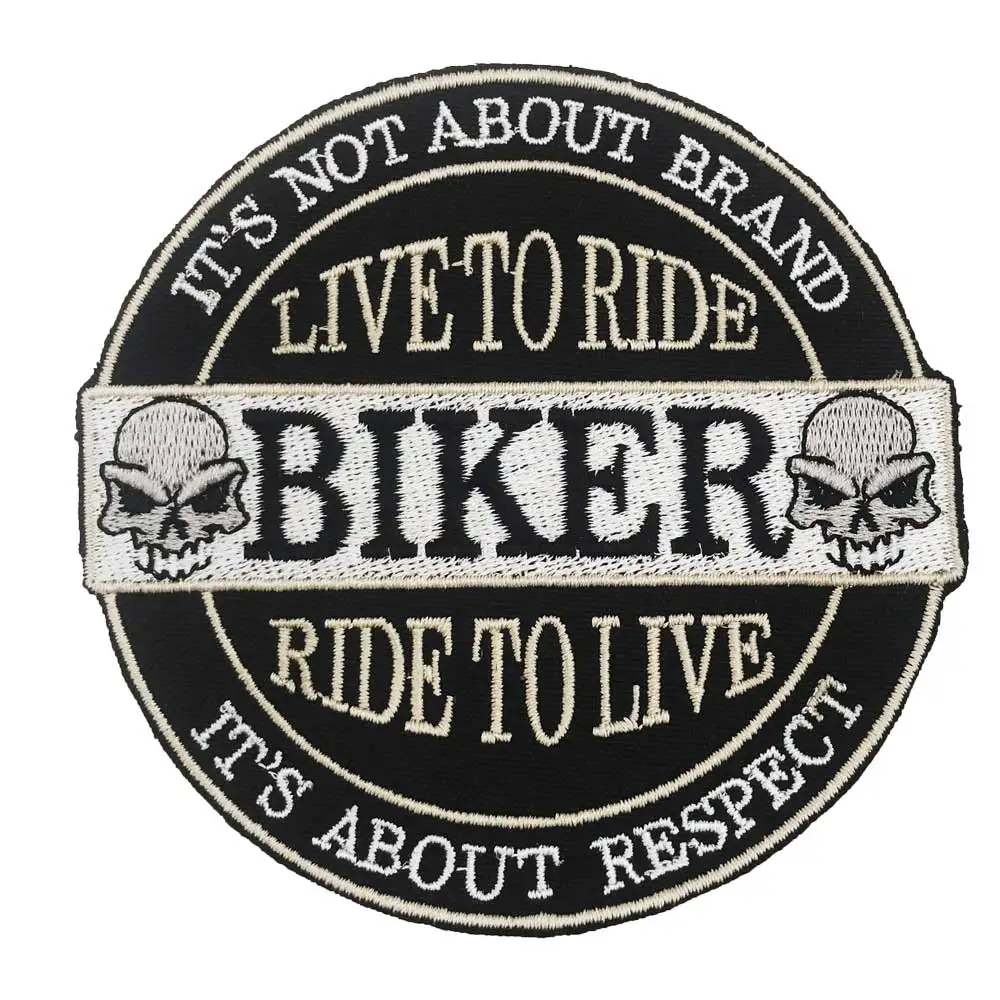 BIKER RIDE TO LIVE LIVE TO RIDE EMBROIDERED PATCH BADGE 