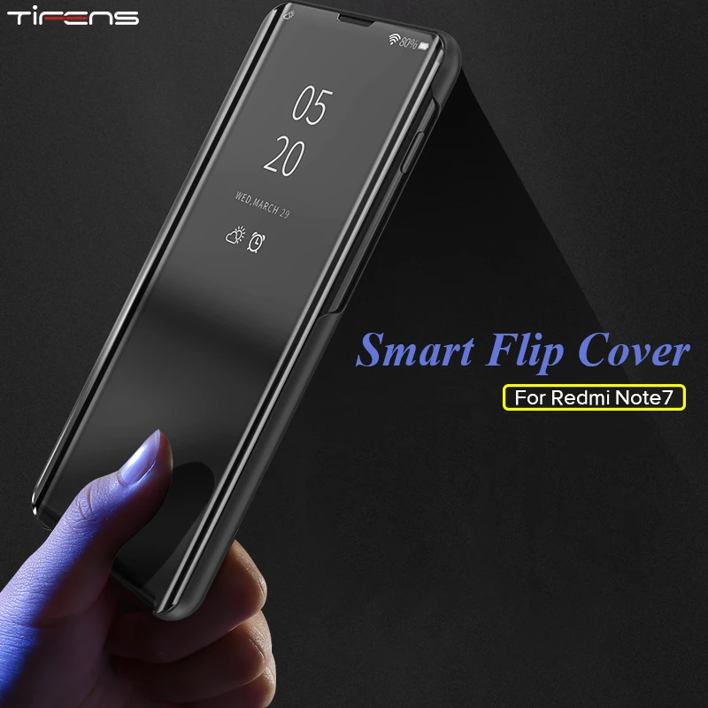 

Luxury PU Leather Smart Touch Flip Stand Holder Case For Xiaomi Redmi Note7 Clear View Mirror 360 Full Protection Cover Shell