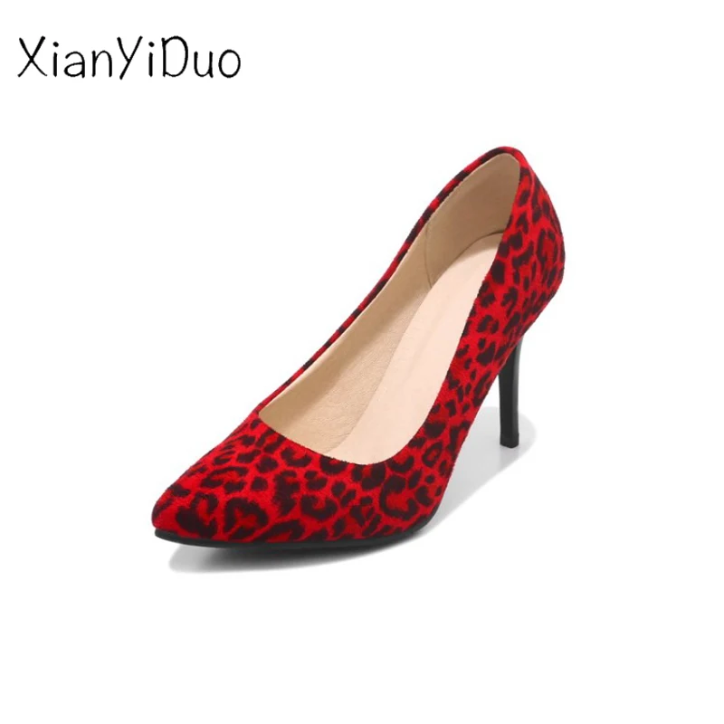 

Xianyiduo Slingbacks Spring/Autumn Women's Shoes Pointed toe super high heels Leopard Pumps plus size34-48 /173