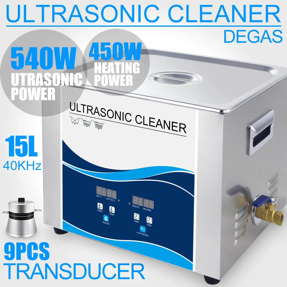 15L Ultrasonic Cleaner 360W/540W 40KHZ Digital Control Heater Degas Remove Oil Rust Car Lab Dental Tools Electronics Parts 15L Ultrasonic Cleaner 360W/540W 40KHZ Digital Control Heater Degas Remove Oil Rust Car Lab Dental Tools Electronics Parts