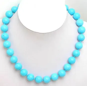 

Big 14mm Round Blue Natural Stone Necklace-5115