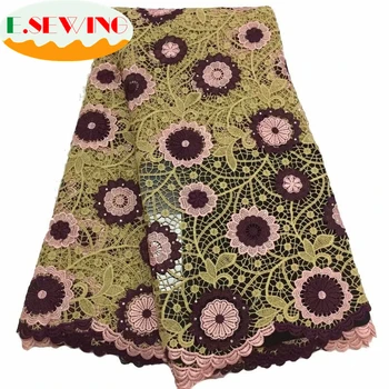 

Esewing African Cord Guipure Lace Fabric Beads Lace 5 Yards Water Souble Lace DIY Apparel Sewing Fabric Embroidery for Dress 02