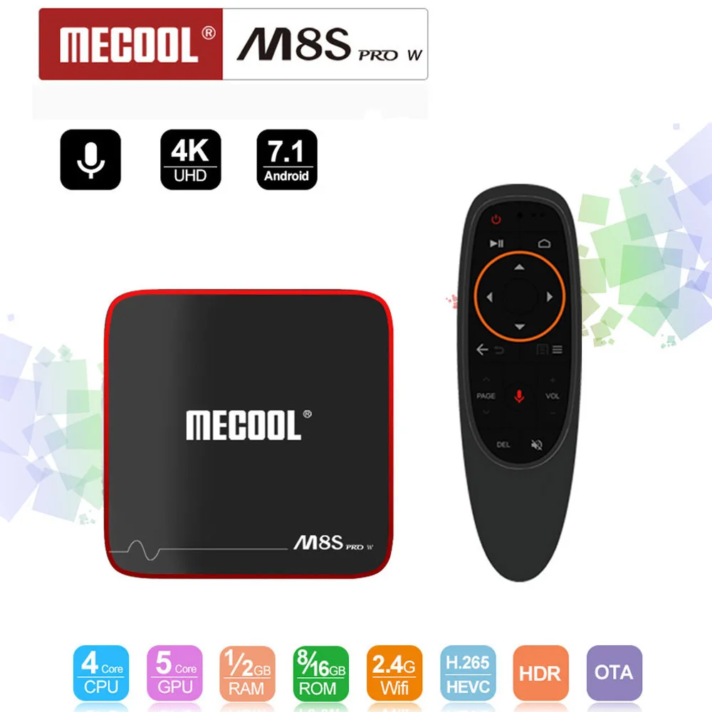 

Clearance Sale MECOOL M8S PRO W Smart TV Box Android TV Box Amlogic S905W Set Top Box TVBOX 2GB 16GB Voice Control 2.4G WiFi 4K