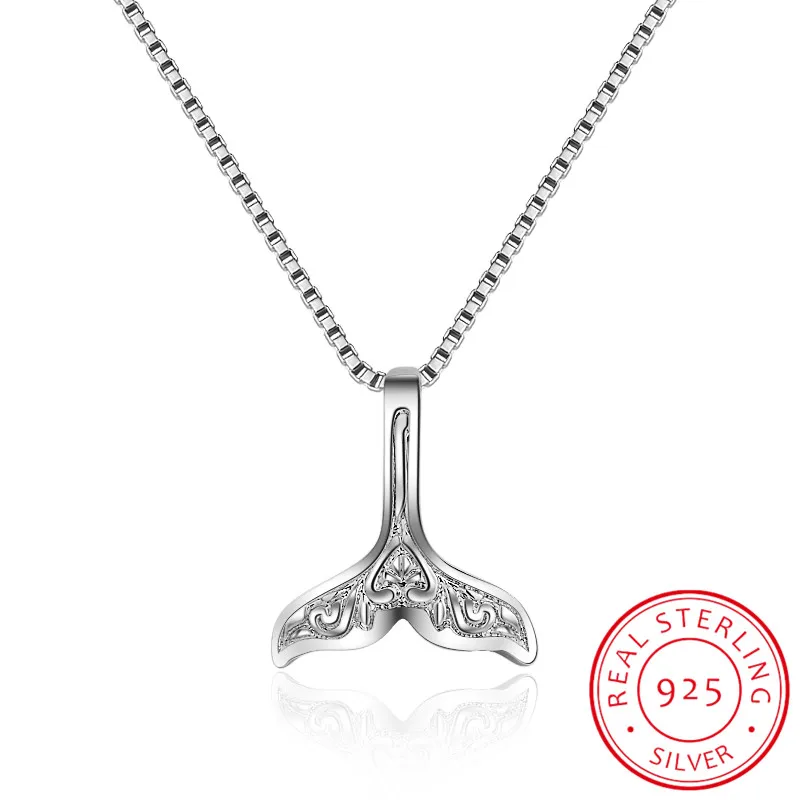 Wholesale Wedding Jewelry 925 Sterling Silver Whale Tail Fish Nautical Charm Mermaid Necklace Women Neckalces huismerk kopen in de aanbieding Wholesale Wedding Jewelry 925 Sterling Silver Whale Tail Fish Nautical Charm Mermaid Necklace Women Neckalces huismerk kopen in de aanbieding