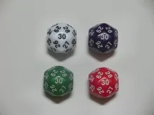 Free shipping 2pcs 30-sided dice 25mm for board game/card game and other games accessories(Many Color available)