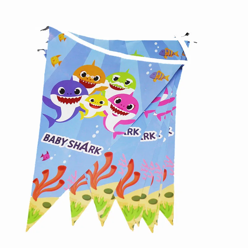 

10pcs Baby Shark party banner baby shower birthday party supplies Baby Shark party decoration Baby Shark banner