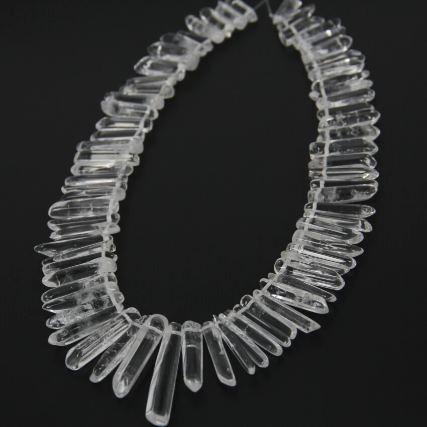 Polished Natural Clear White Quartz Stick Points Pendants Jewelry strand,Top Drilled Raw