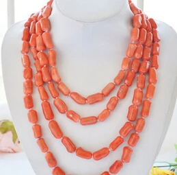 

FREE SHIPPING>>@> A09 Long Natural 20mm pink cylinder coral necklace
