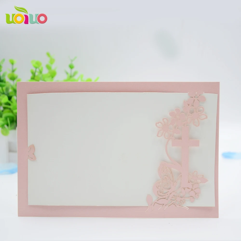 christian wedding invitation card laser cut cross design various color invitation cards for sale 50sets with envelop images - 6