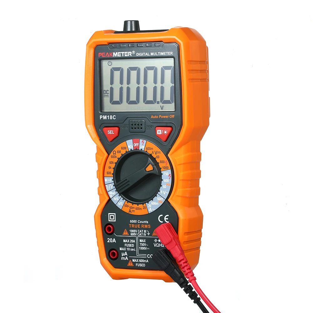 

PEAKMETER PM18C RMS Multifunctional Digital Multimeter Measuring Voltage Current Resistance Capacitance Frequency