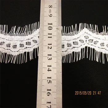 

15yards/ lot Eyelash Lace Fabric4cm DIY Decorative High Quality Soft Off White Nylon Eyelash Lace Trim Wedding Dress Fabric