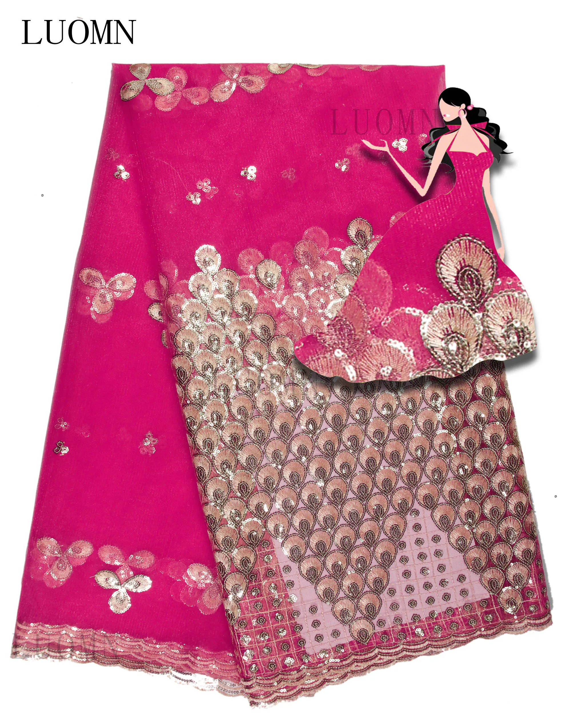 African Lace Indian Design Red For Nigerian Wedding Dress Tissu