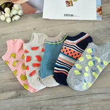 1 пара; милые повседневные хлопковые короткие носки в полоску с фруктами; мягкие носки-лодочки; аксессуары для носков для женщин и девочек