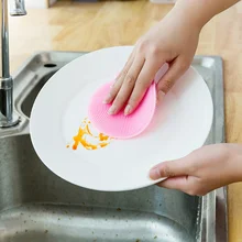 Silicone Dish Bowl Plate Tableware Washing Scrubber Scouring Pad Cleaning Antibacterial Tool Soft Cleaning Brush Kitchen Gadgets